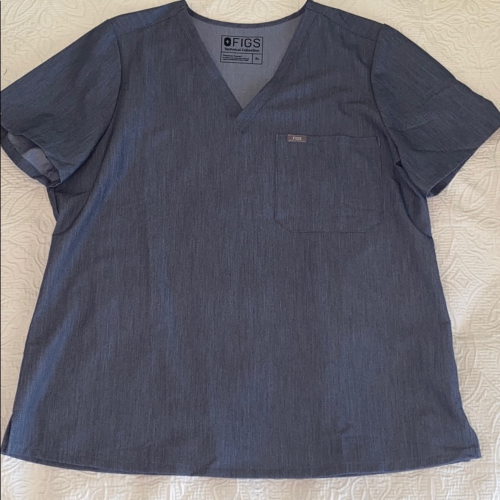 FIGS Catarina One Pocket Top - Heather Denim